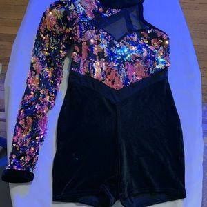 Sequined Velour Ice Skating Romper